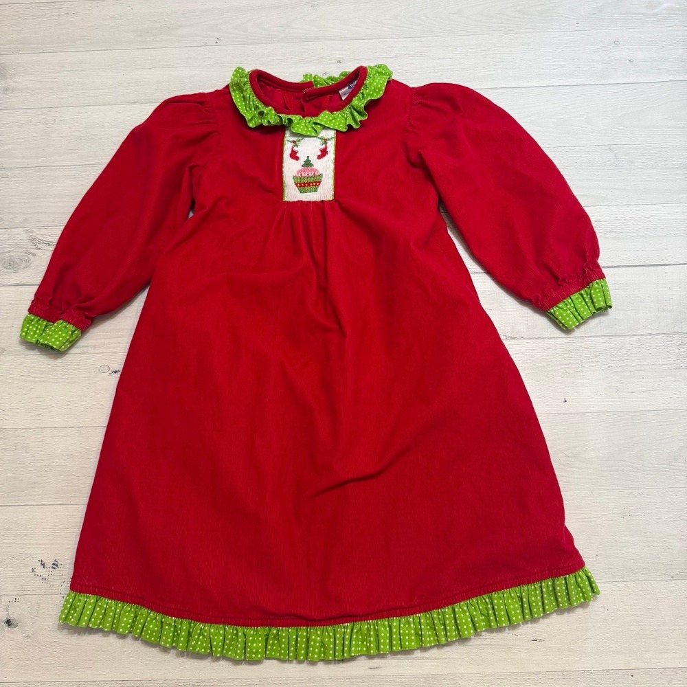 Beaux Et Belles New Orleans girls holiday Christmas  dress‎ red green size 4